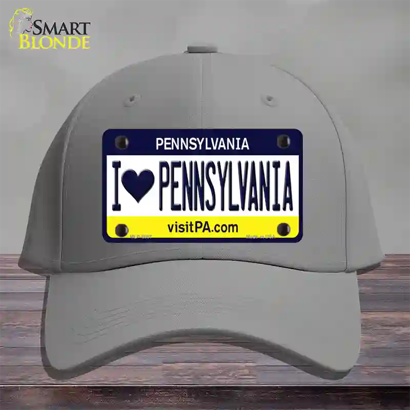 I Love Pennsylvania State Novelty License Plate Hat Cotton / Gray