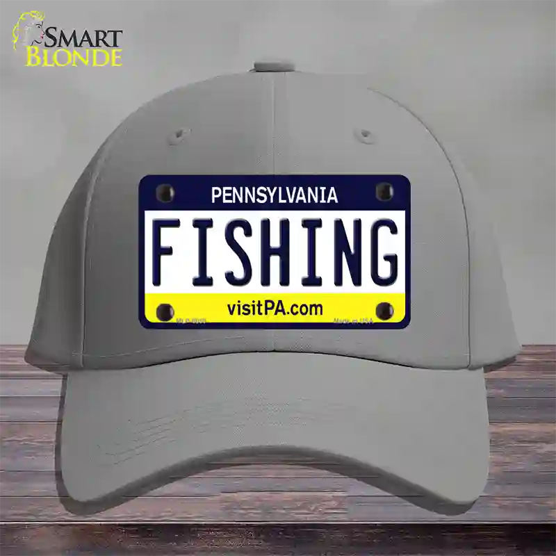 Fishing Pennsylvania State Novelty License Plate Hat Cotton / Gray
