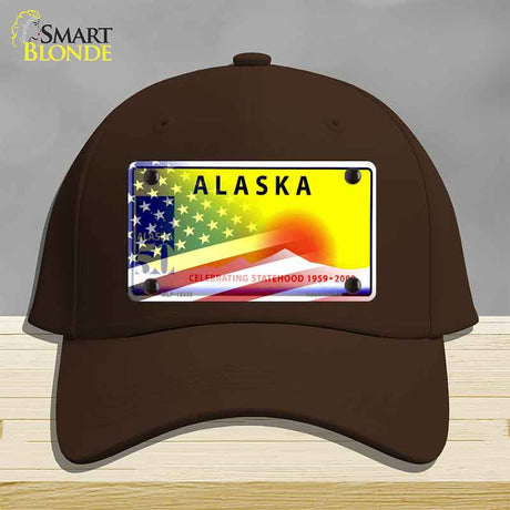 Alaska with American Flag Novelty License Plate Hat HAT-MLP-12330