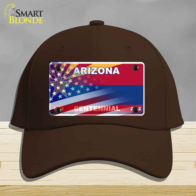 Arizona Centennial American Flag Novelty License Plate Hat HAT-MLP-12436