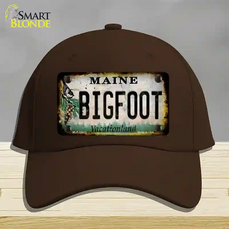 Bigfoot Maine Novelty License Plate Hat Tag Cotton / Dark Brown
