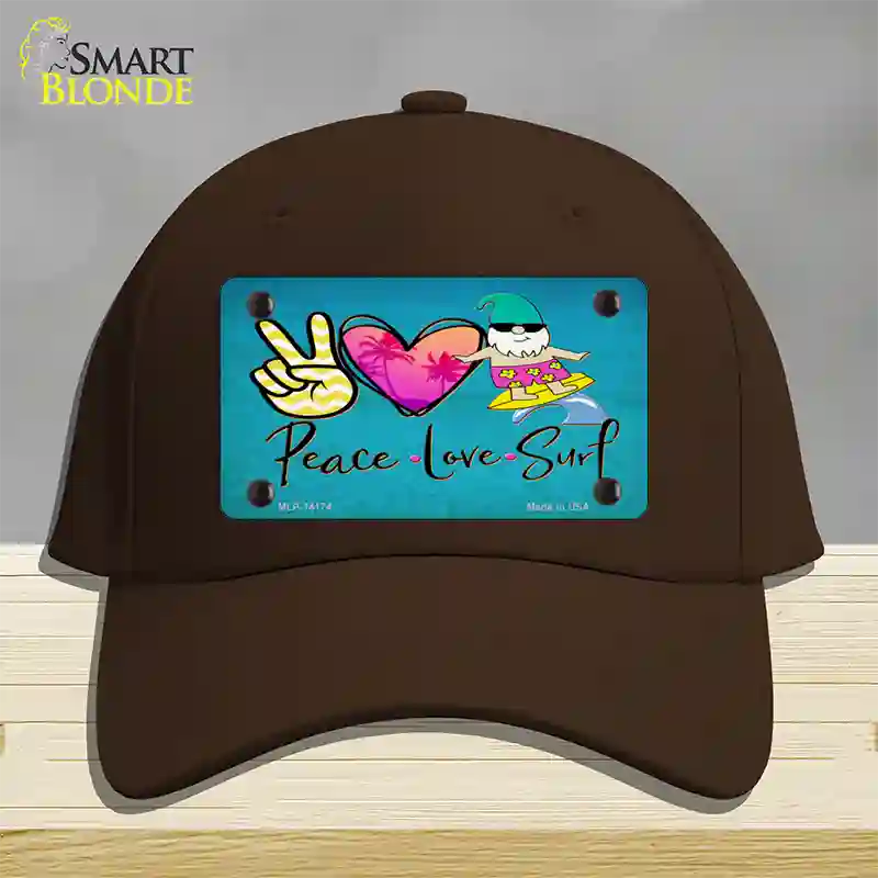Peace Love Surf Novelty License Plate Hat Cotton / Dark Brown