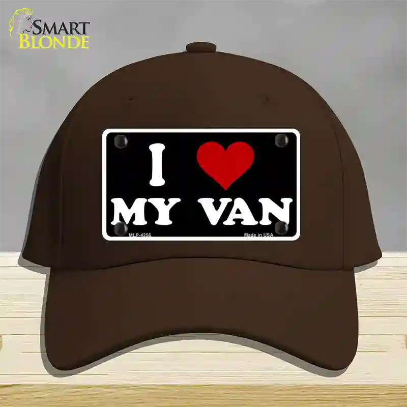 I Love My Van Black Novelty License Plate Hat Cotton / Dark Brown