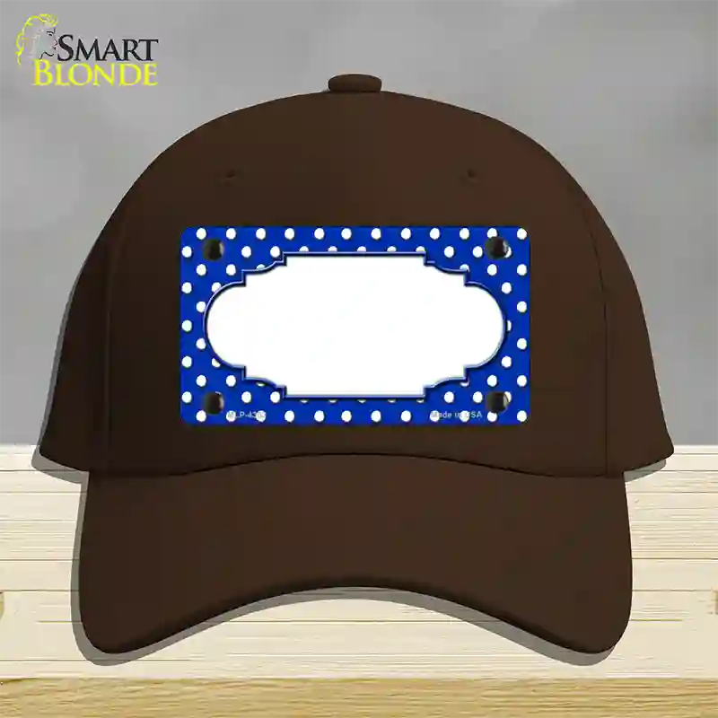 Scallop Blue White Polka Dot Novelty License Plate Hat Cotton / Dark Brown