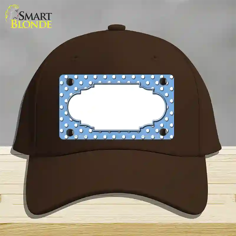 Scallop Light Blue White Polka Dot Novelty License Plate Hat Cotton / Dark Brown