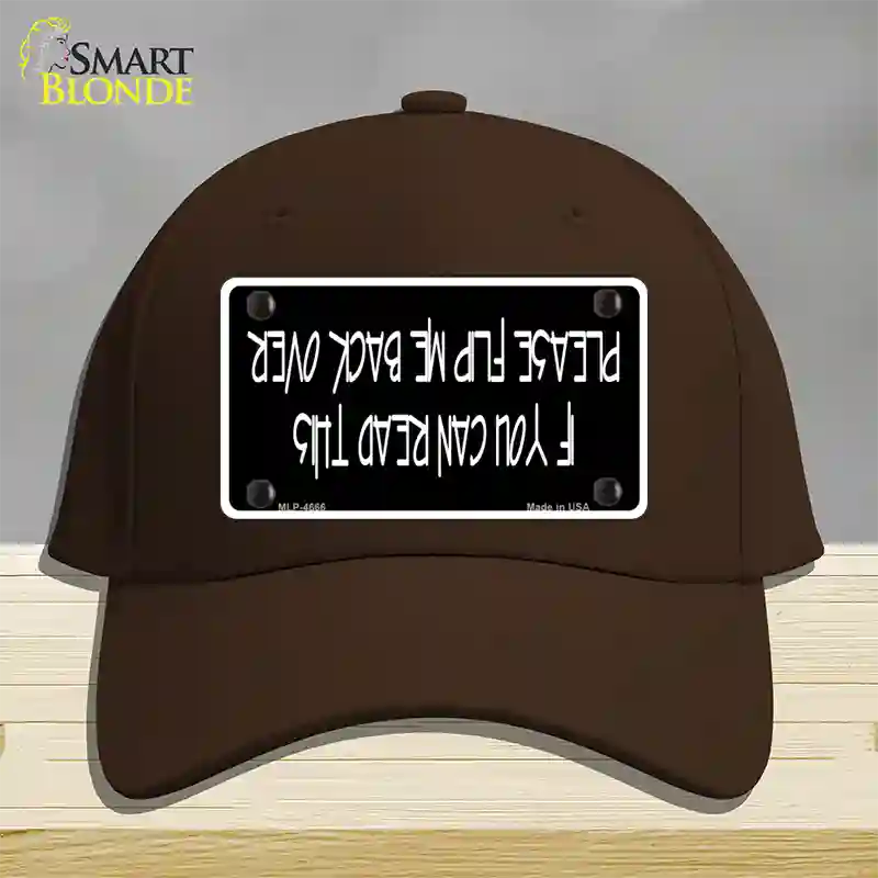 Flip Me Over Metal Novelty License Plate Hat Cotton / Dark Brown