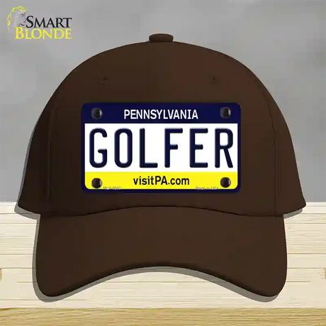 Golfer Pennsylvania State Novelty License Plate Hat Cotton / Dark Brown