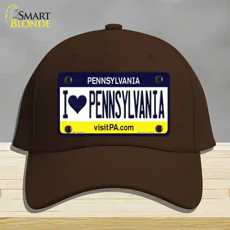 I Love Pennsylvania State Novelty License Plate Hat Cotton / Dark Brown