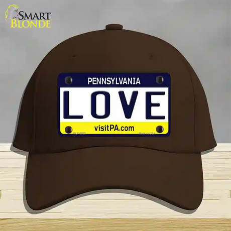 Love Pennsylvania State Novelty License Plate Hat Cotton / Dark Brown