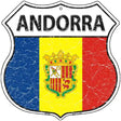Andorra Flag Highway Shield Metal Sign 12" (HS)