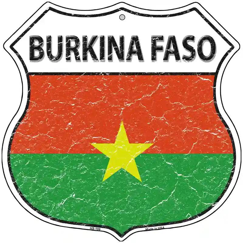 Burkina Faso Flag Highway Shield Metal Sign 12" (HS)
