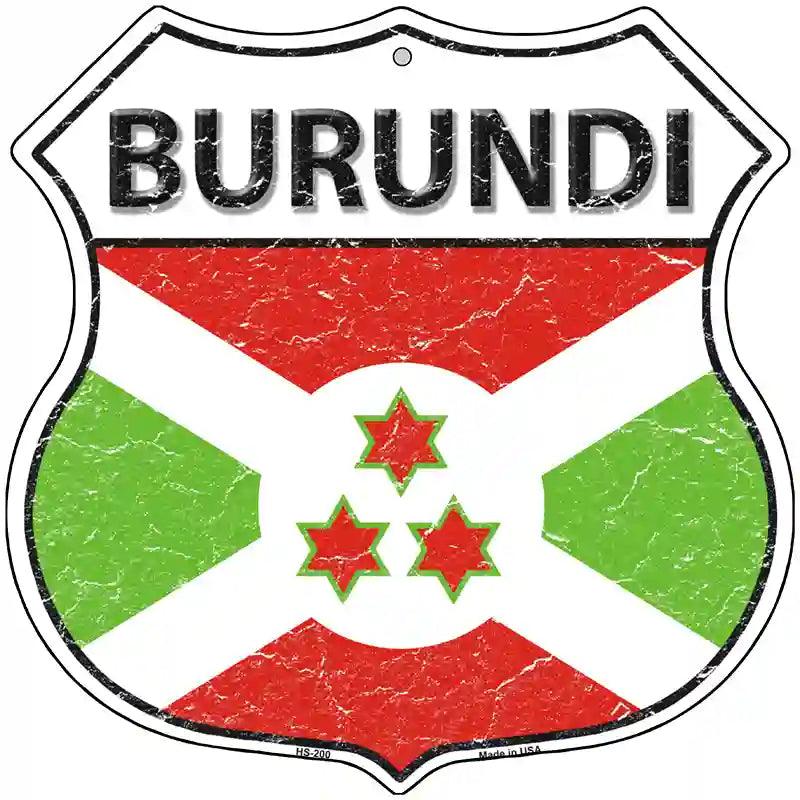 Burundi Flag Highway Shield Metal Sign 12" (HS)