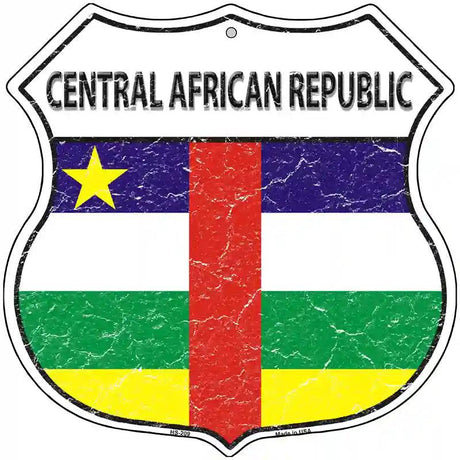Central African Republic Flag Highway Shield Metal Sign 12" (HS)