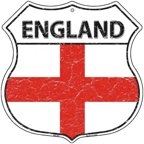 England Flag Highway Shield Metal Sign 12" (HS)