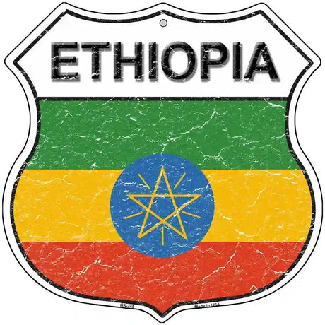 Ethiopia Flag Highway Shield Metal Sign 12" (HS)