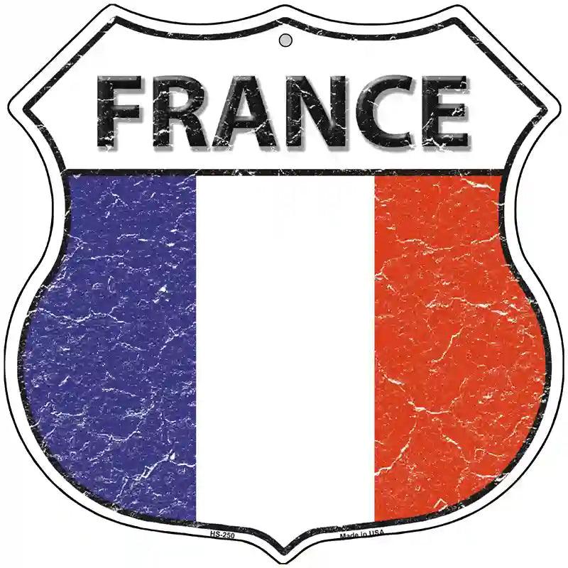 France Flag Highway Shield Metal Sign 12" (HS)
