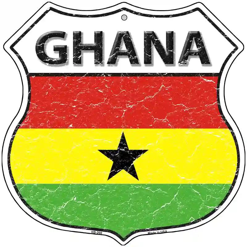 Ghana Flag Highway Shield Metal Sign 12" (HS)