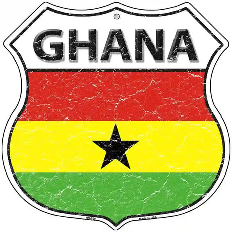 Ghana Flag Highway Shield Metal Sign 12" (HS)
