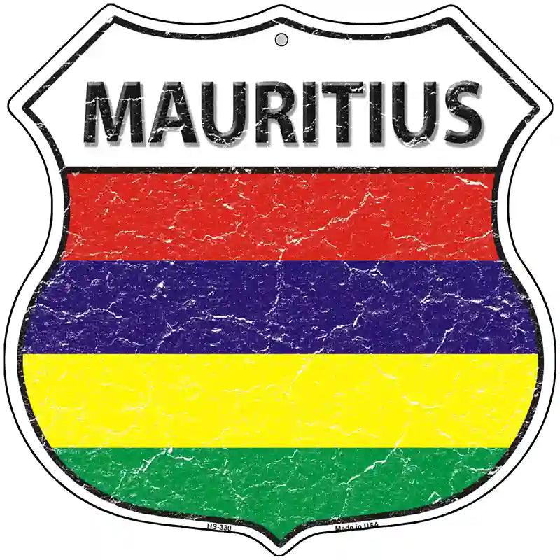 Mauritius Flag Highway Shield Metal Sign 12" (HS)