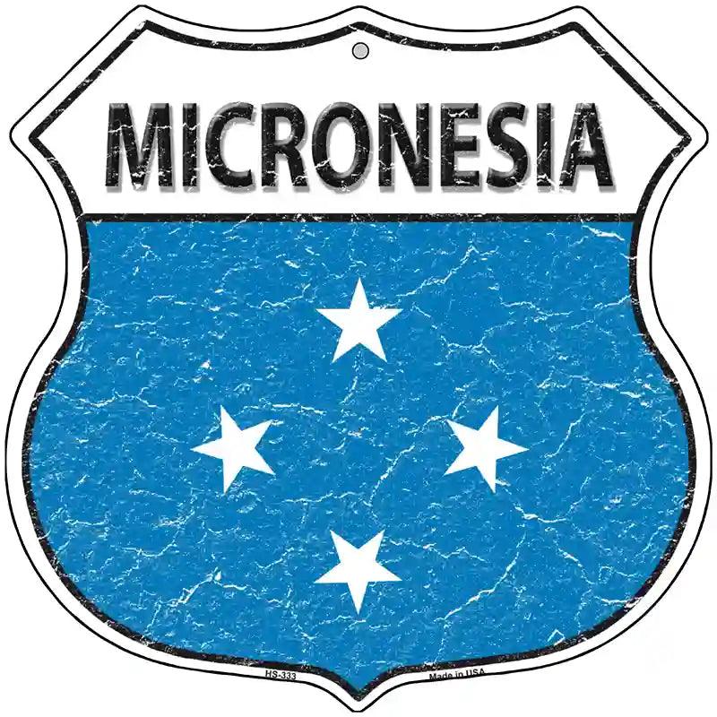 Micronesia Flag Highway Shield Metal Sign 12" (HS)