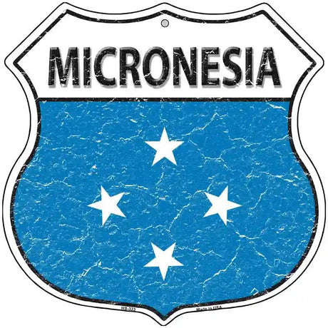 Micronesia Flag Highway Shield Metal Sign 12" (HS)