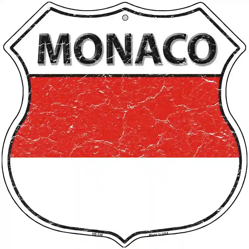 Monaco Flag Highway Shield Metal Sign 12" (HS)