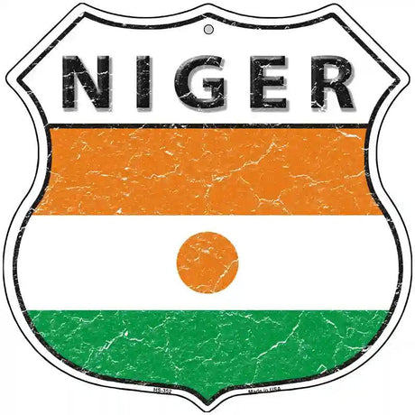 Niger Flag Highway Shield Metal Sign 12" (HS)