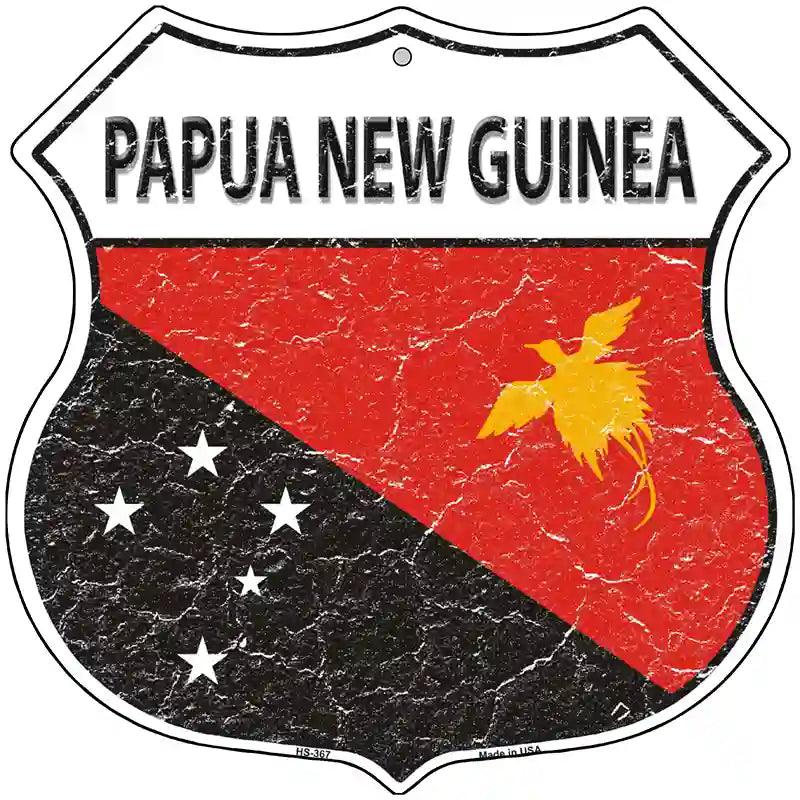 Papua New Guinea Flag Highway Shield Metal Sign 12" (HS)