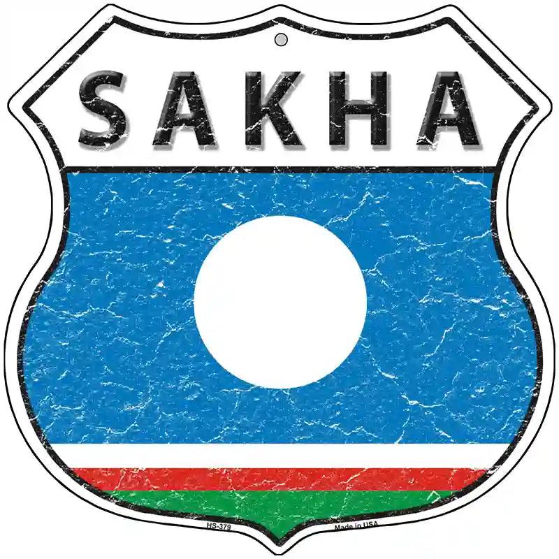 Sakha Flag Highway Shield Metal Sign 12" (HS)