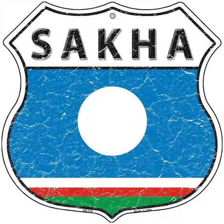 Sakha Flag Highway Shield Metal Sign 12" (HS)