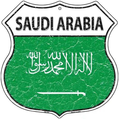 Saudi Arabia Flag Highway Shield Metal Sign 12" (HS)