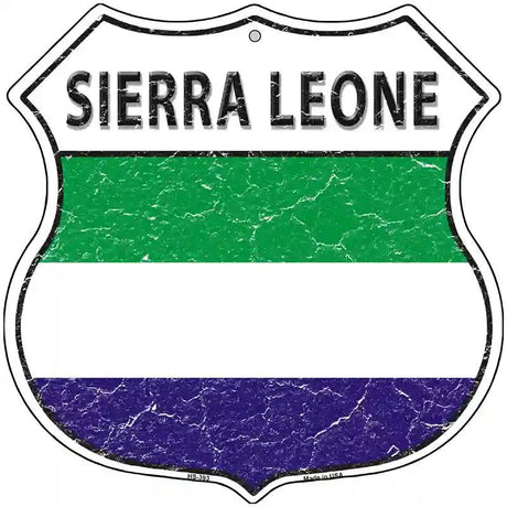 Sierra Leone Islands Flag Highway Shield Metal Sign 12" (HS)
