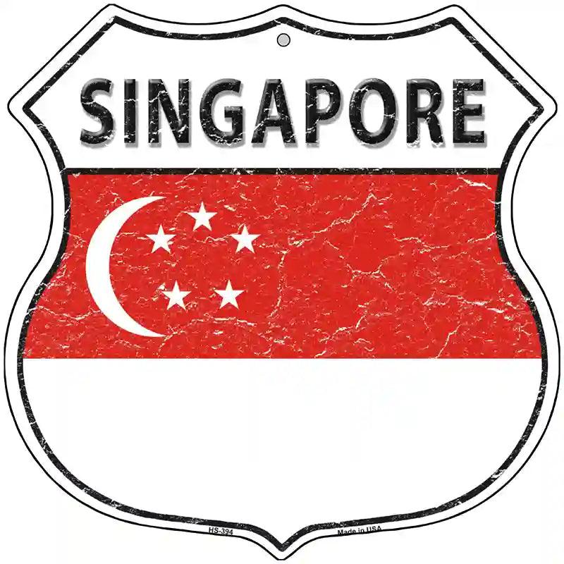 Singapore Flag Highway Shield Metal Sign 12" (HS)