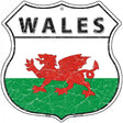 Wales Flag Highway Shield Metal Sign 12" (HS)