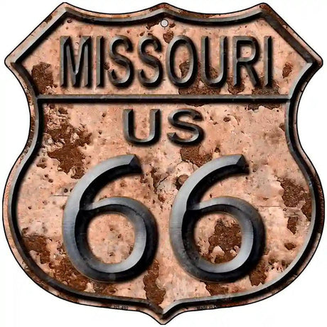 Missouri Route 66 Rusty Metal Novelty Highway Shield Sign 12" (HS)