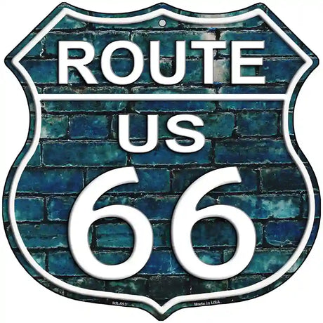 Route 66 Blue Brick Wall Metal Novelty Highway Shield Sign 12" (HS)