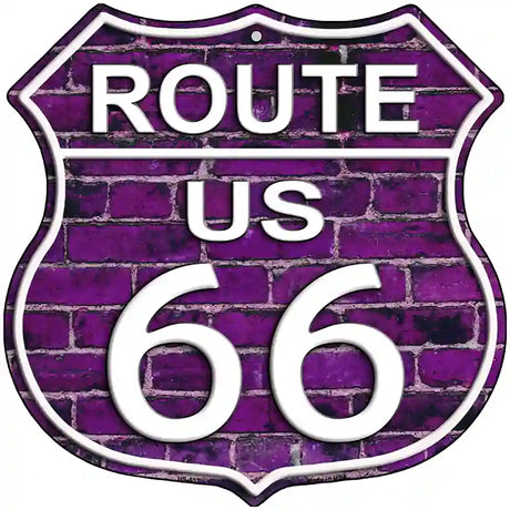 Route 66 Purple Brick Wall Metal Novelty Highway Shield Sign 12" (HS)