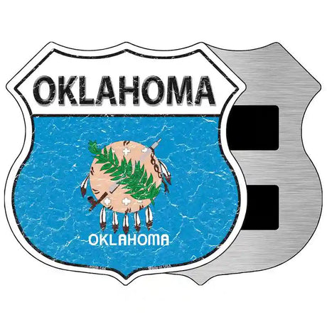 Oklahoma State Flag Highway Shield Metal Sign 5" (HSM)