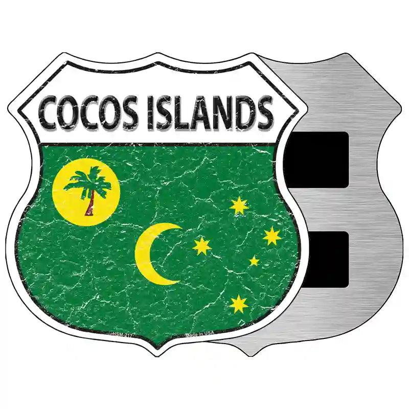 Cocos Islands Flag Highway Shield Metal Sign 5" (HSM)