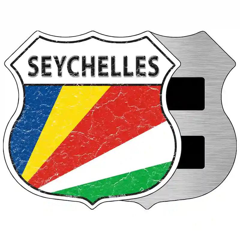 Seychelles Flag Highway Shield Metal Sign 5" (HSM)