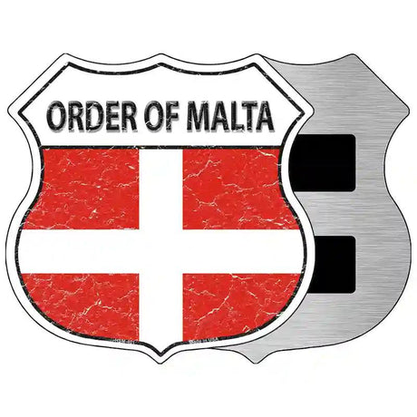 Order of Malta Flag Highway Shield Metal Sign 5" (HSM)