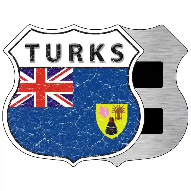Turks Flag Highway Shield Metal Sign 5" (HSM)