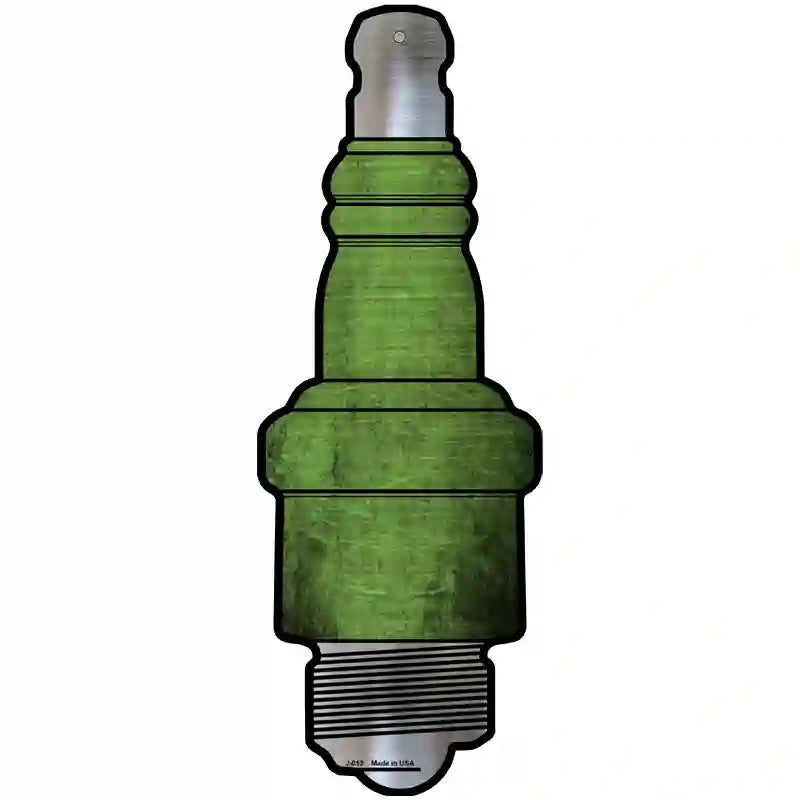 Lime Green Oil Rubbed Novelty Metal Spark Plug Sign J-013