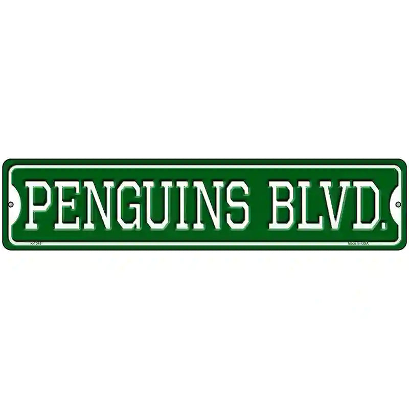 Penguins Blvd Novelty Metal Street Sign 18" x 4" (K)
