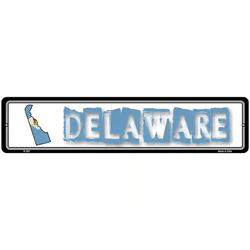 Delaware State Outline Novelty Metal Vanity Street Sign 18" x 4" (K)