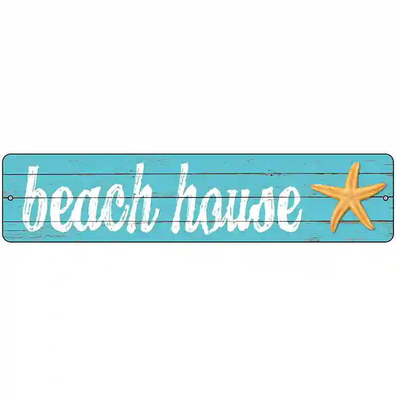 Beach House Novelty Metal Street Sign 18" x 4" (K)