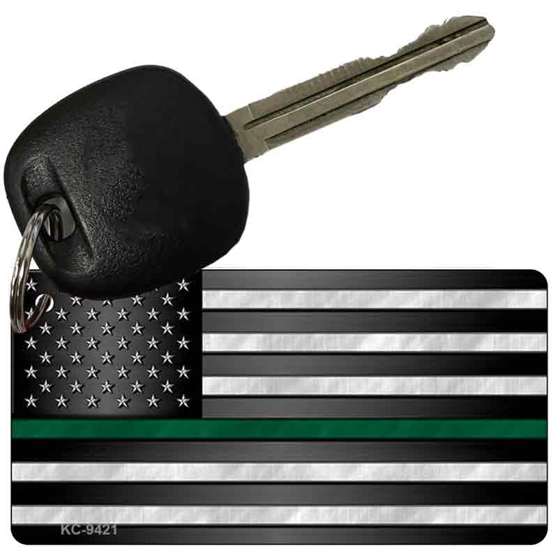 American Flag Thin Green Line Novelty Metal Key Chain KC-9421