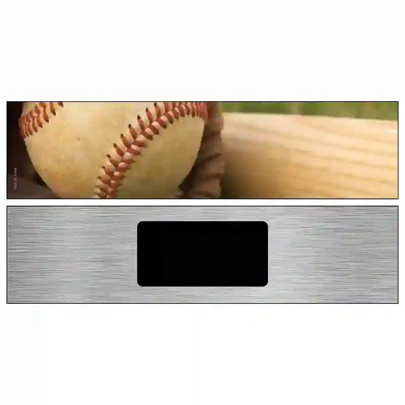 Baseball with Bat Novelty Metal Street Sign 6" x 1.5" (KM)