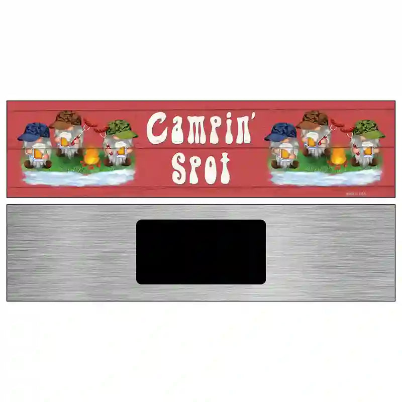 Camping Spot Six Camo Gnomes Novelty Metal Street Sign 6" x 1.5" (KM)