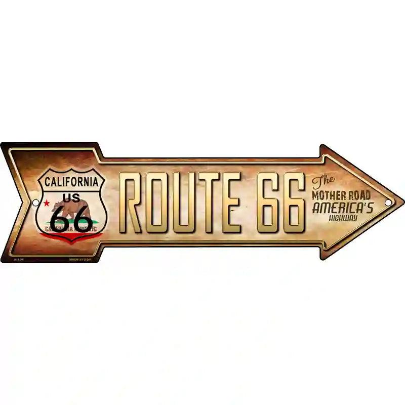 Route 66 California Flag Novelty Metal Arrow Sign 23" x 7" (LA)